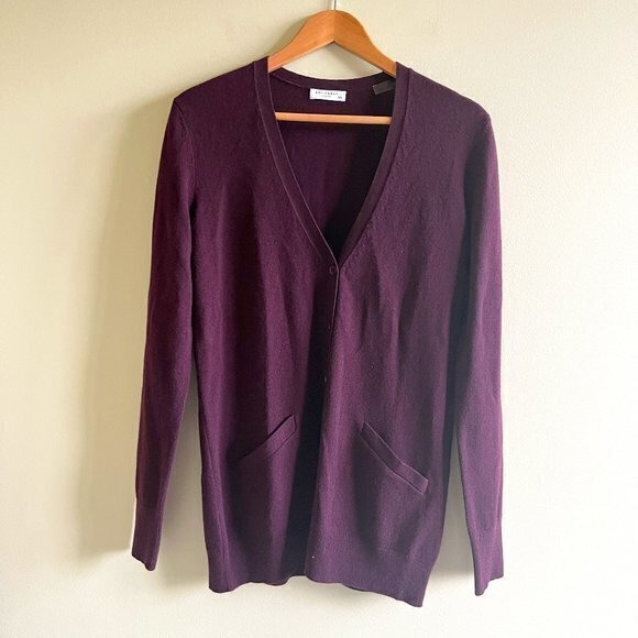 Equipment Wool Cashmere Maroon‎ Button Front Cardigan Sweater Womens Size M - Picture 1 of 4